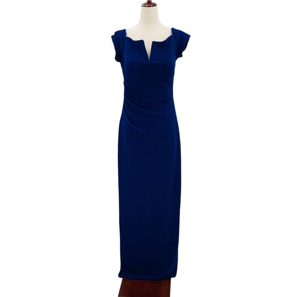 X BY XSCAPE SZ 10 L royal blue off shoulder shimmer formal maxi  dress NEW B113 - Picture 1 of 6